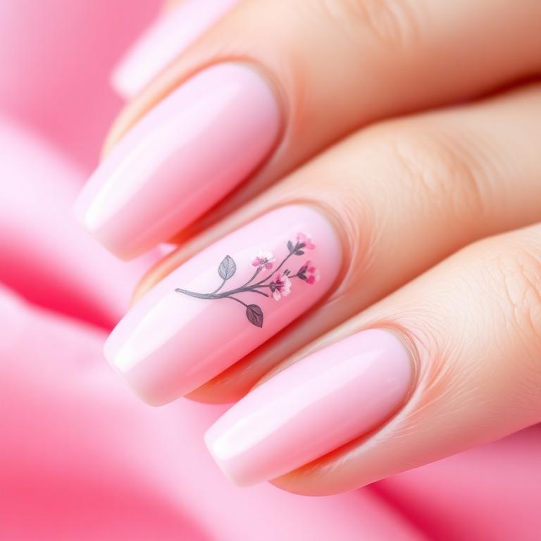 Nail art delicada em alongamento em gel realizado por Eliene Ferrari em Jardim Camburi, Vitória/ES